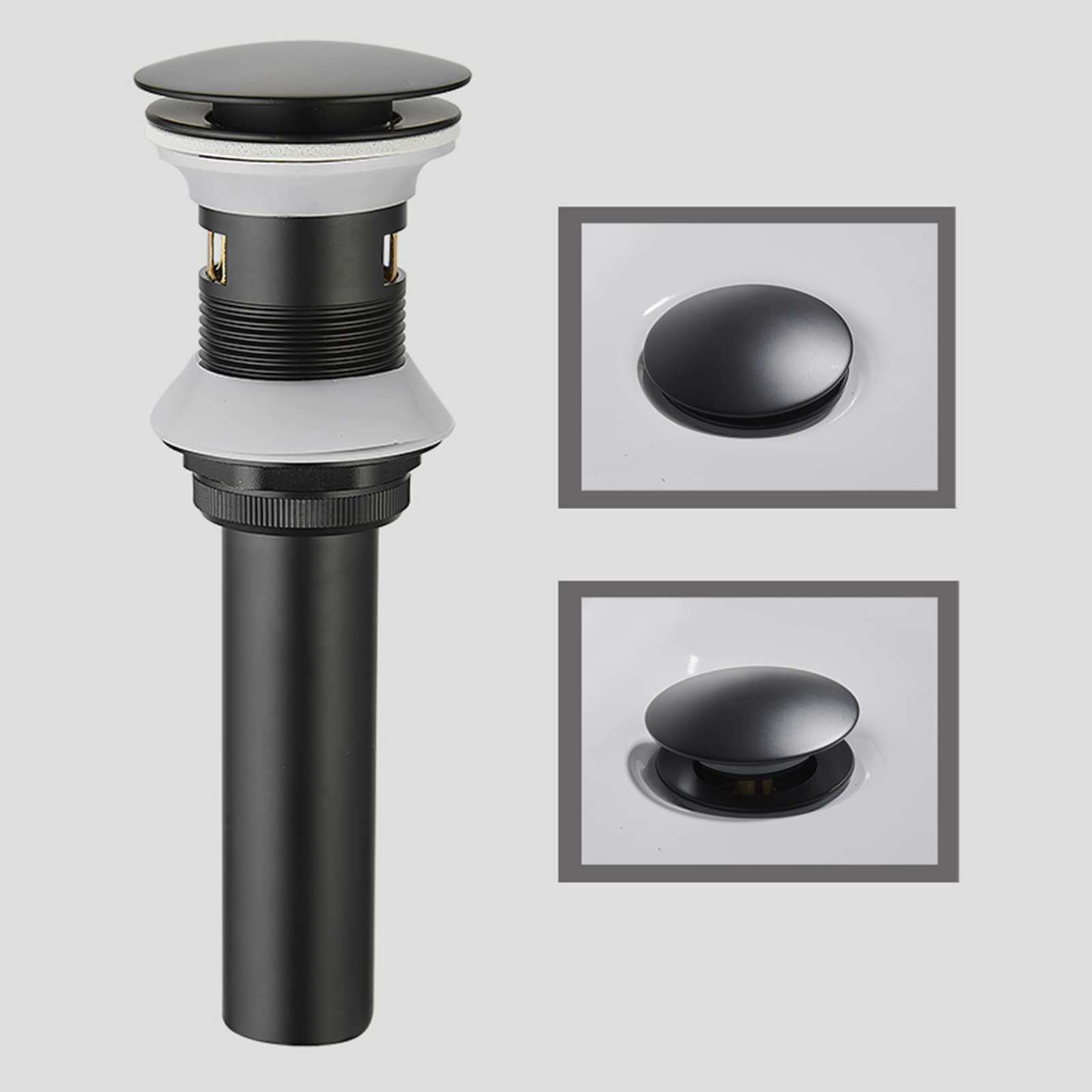 Reemplazo del tapón del lavabo, tapón del lavabo d Desagüe emergente con botón de desbordamiento Desagüe for lavabo de baño Desagüe for lavabo de tocador Desagüe de latón universal for grifo de baño L