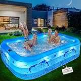 StarOcean 2026 Upgrade Inflatable Pool with Lights, Family Inflatable Swimming Pool for Kids,Adults,Blow Up Pool Solar Powered,Large Kiddie Pool,100