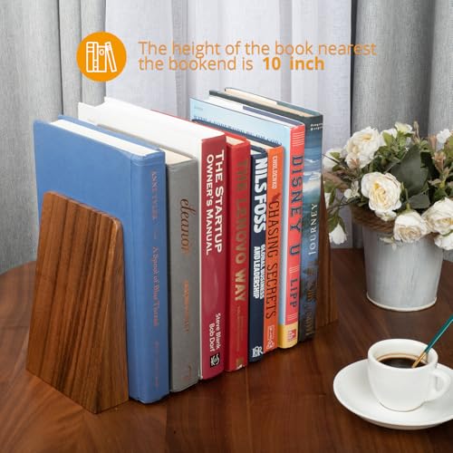 Drelifam Walnut Book Ends Heavy Duty Handmade Bookends For Shelves Book Ends Decorative To Hold Heavy Books  thumb #3