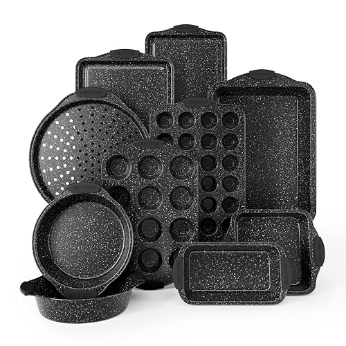 Country Kitchen Nonstick Stackable Bakeware Set – Durable, Easy Release Baking Set, Black, 10 Pcs
