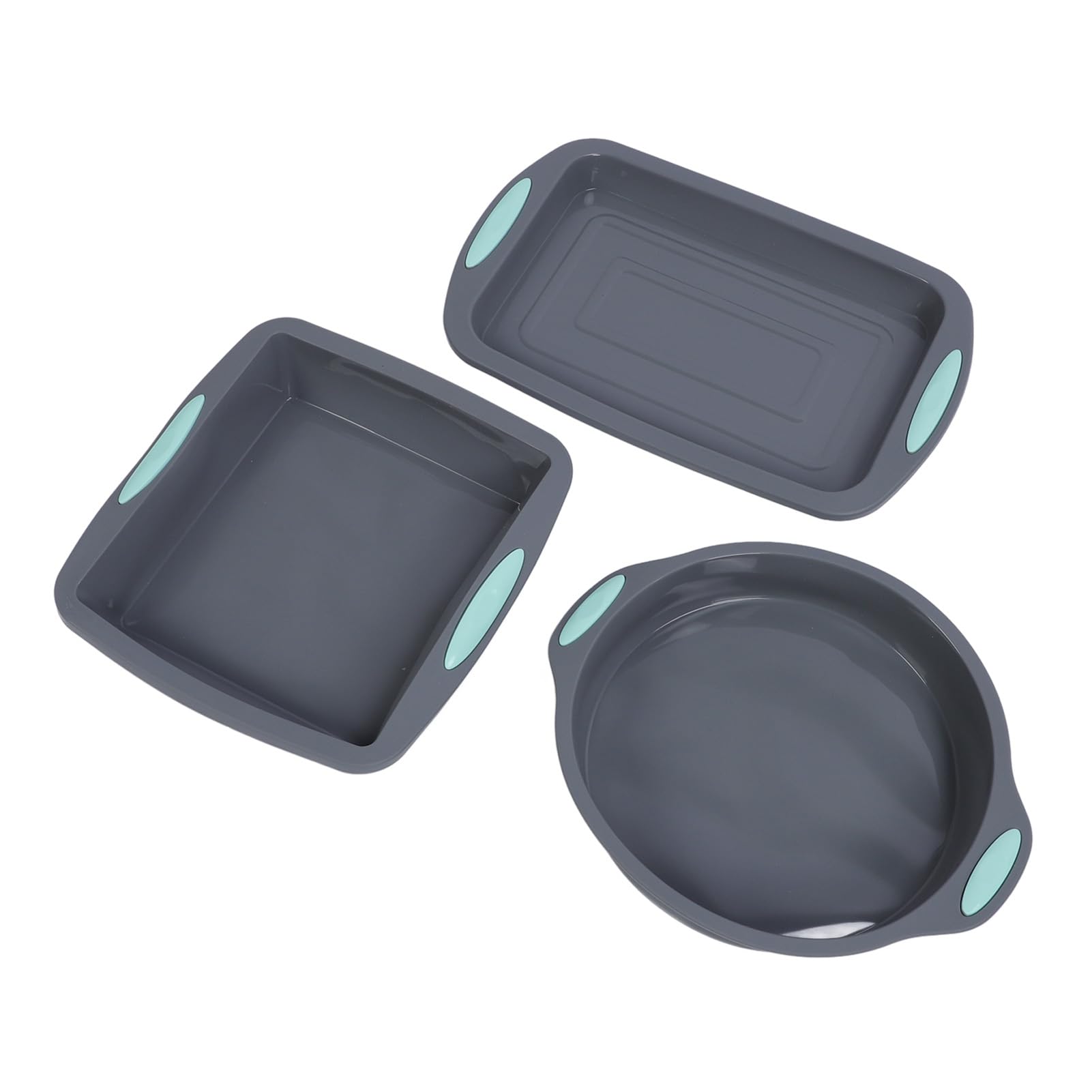 Lot de 3 Moules à Gâteau en Silicone de qualité Alimentaire, Antiadhésifs, Flexibles, pour la Cuisson du Pain, du Four, du -ondes, du Lave-vaisselle, avec Dégagement Facile,