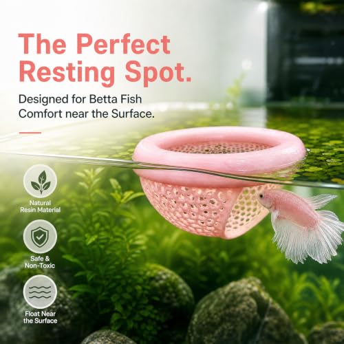 Image of Aquarium Floating Betta Fish Skins, Betta or Shrimp Feeder, Cave and Hammock, Small Fish Feeding Rings, Aquarium Hiding Feeding Decorative Accessories (Light Pink)
