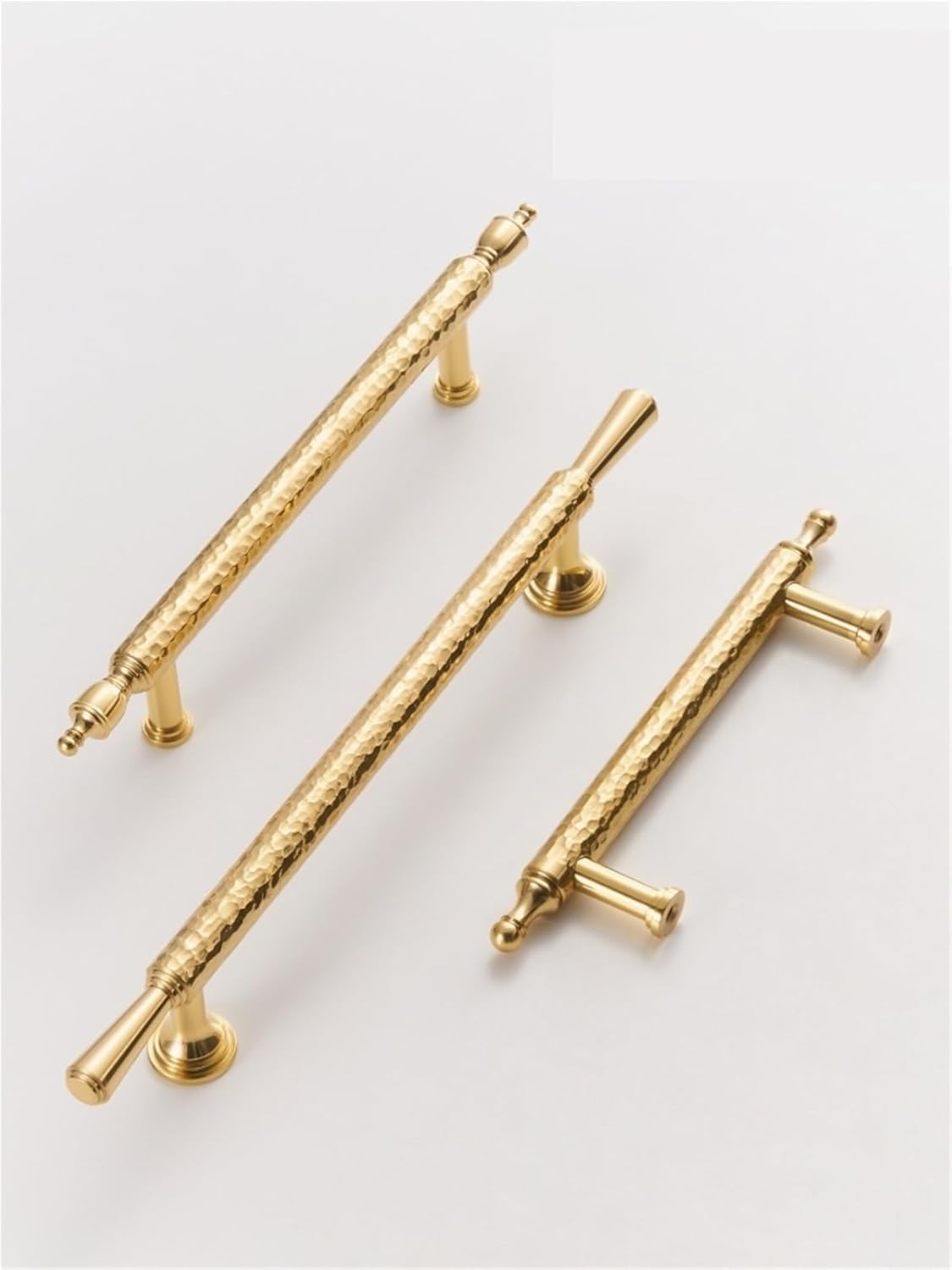 Solid Brass Handmade Hammer Cabinet Knobs Door Drawers Cloakrooms Pull Furniture Handles 1Pcs(CH062H-PB-N24)