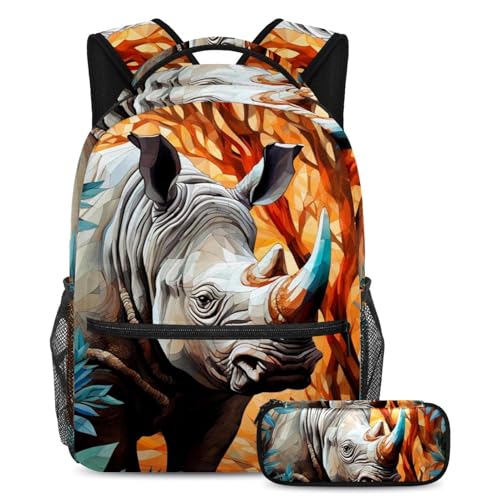Sac à dos mosaïque rhino 2 pièces grand format pour les fournitures