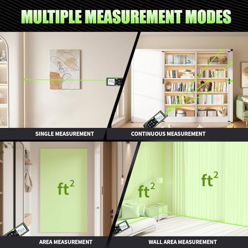 Image of Laser Measure Rechargeable,Green Beam 196FT Laser Measurement Tool with Angle Senser,Backlit LCD Laser Distance Meter Ft /in /M Unit Switching and Mesaure Distance Area Volume,Pythagorean Mode
