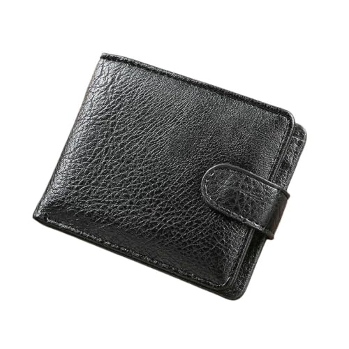 Portefeuille court rétro pour homme en texture robuste et finitions élégantes à boucle