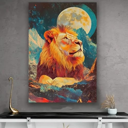 Décoration intérieure lion abstrait grand format sans cadre 60x80