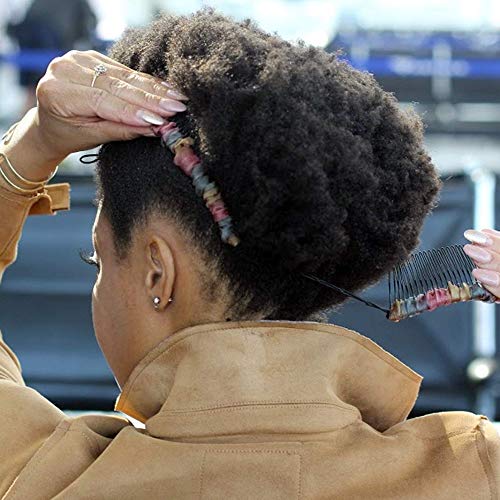 Banana Clip For Thick Curly Hair, Stretchy & Adjustable - Protective Elastic Combs Make Great Hair Accessories For Kinky, Curly Ponytail, Mohawk, Bun (Large, Peach & Rose) #TOP1