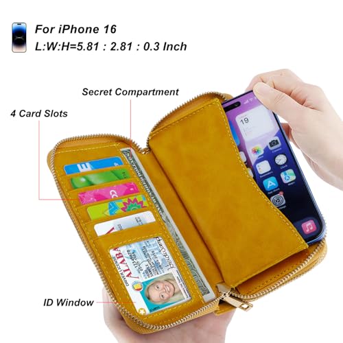 Image of Cellphone Wallet for Women Dual Zipper Long Purse with Removable Wristlet