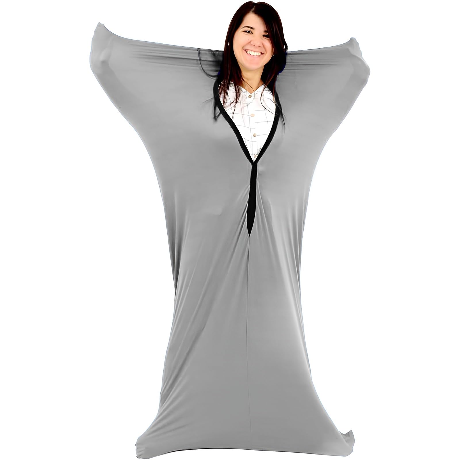 Trqqweqq Grey Full Body Sensory Body Sock Adults 35''Hx44''W Cozy Sensory Body Sock Sensory Sack(Gray,M/Medium)