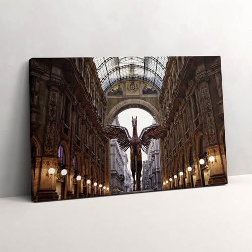 Tableau Photo sur Toile 60x40cm - Statue de cheval à Milan Wallfluent