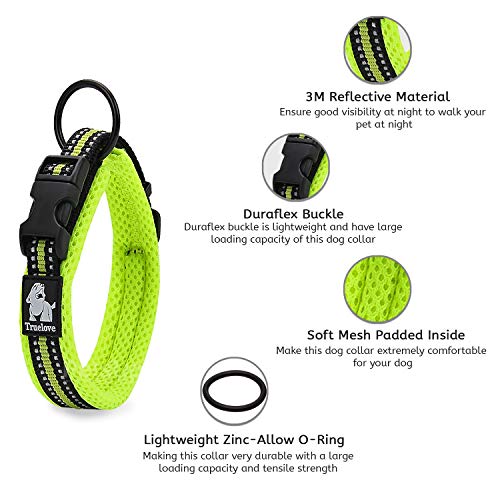 Image of PetsUp Nylon Stylish Dog Collar Neck Belt for Small Medium Large Dogs (Large, Reflective Collar- Green), 40 x 2 cm