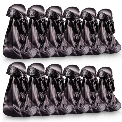 ForceWave 12 Pieces Silky Durag for Men Women Satin Durags for 360 Waves