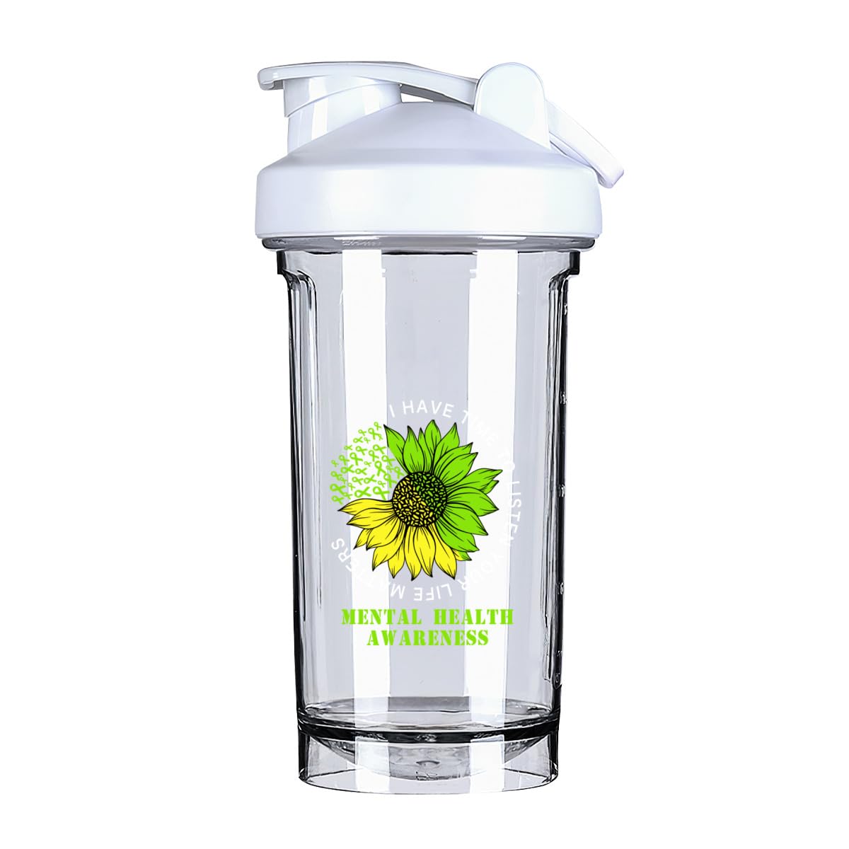 I Have Time To Listen Your Life Matters Mental Health Awareness 18 Ounce Shaker Cup,Fashion Theme Pattern Shaker Bottle Leak-proof Workout Shake Bottles 500ML/18 oz Perfect for Pre Workout