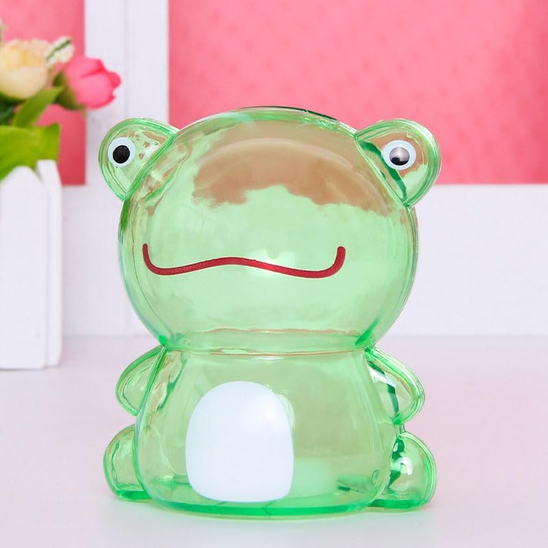 Cute Piggy Bank Green Frog Money Bank Unbreakable Clear Plastic Money Bank Coin Bank for Girls Boys Transparent Money Box Home Decor Small Size Piggy Banks for Birthday Gifts Home Decoration 10cm B