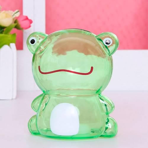 Cute Piggy Bank Green Frog Money Bank Unbreakable Clear Plastic