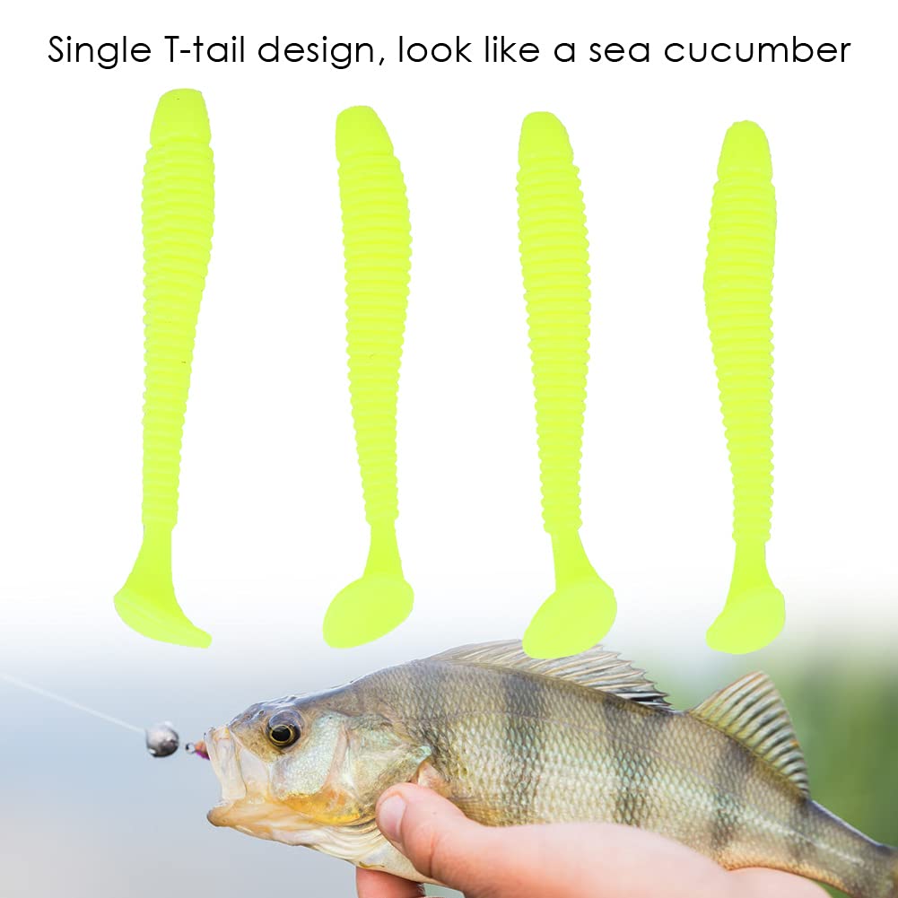 50PCS Soft Plastic Fishing Lures Kit - 5cm T Tail Grub Baits, Assorted Colors, Tackle Accessory