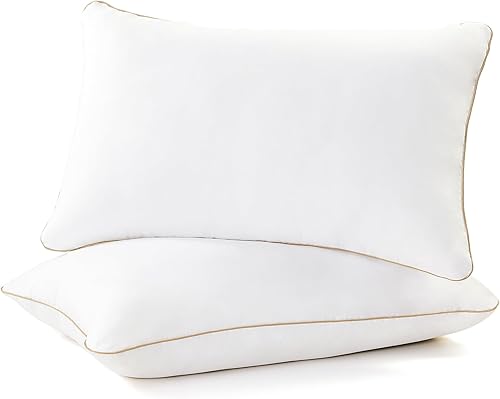 Almohada de cama para dormir, tamaño Queen (paquete de 2), ropa de cama de poliéster de calidad de hotel, almohada de relleno alternativo para
