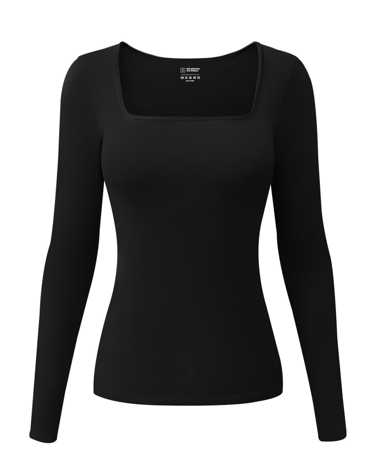 EUYZOU Long Sleeve Shapewear for Women Tummy Control Tops Square Neck Thermal Shirts Body Shaper Compression Top