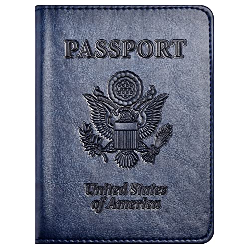 Image of Passport and Vaccine Card Holder Combo, Passport Holder with Vaccine Card Slot, Passport Wallet, Passport Cover, Passport Case, Passport Holder for Women and Men(AB-Dark blue)