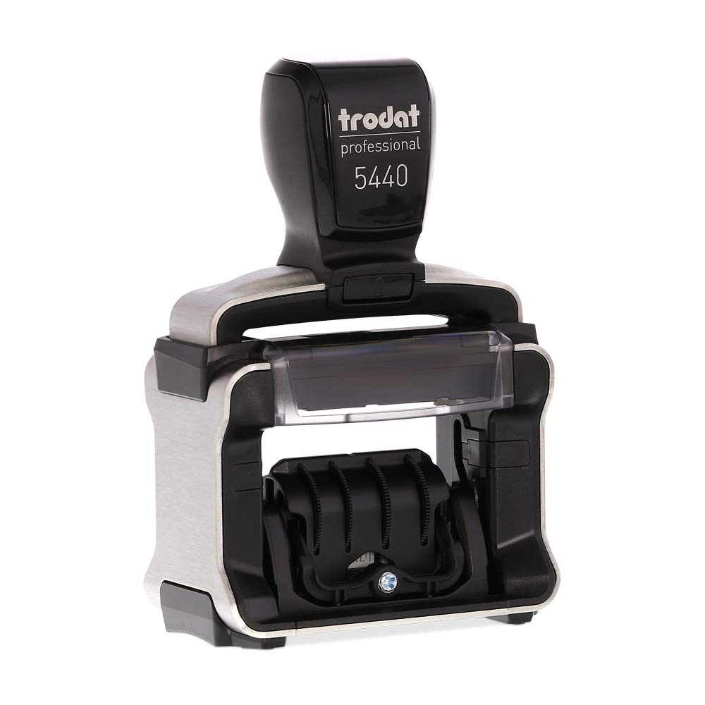 Trodat – Professional 5440 custom Datumsstempel mit Wunschtext personalisieren – selbstfärbender Stempel zur korrekten Beschriftung von Dokumenten, Belegen, Rechnungen & Co (49 x 28 mm | 4 Zeilen)
