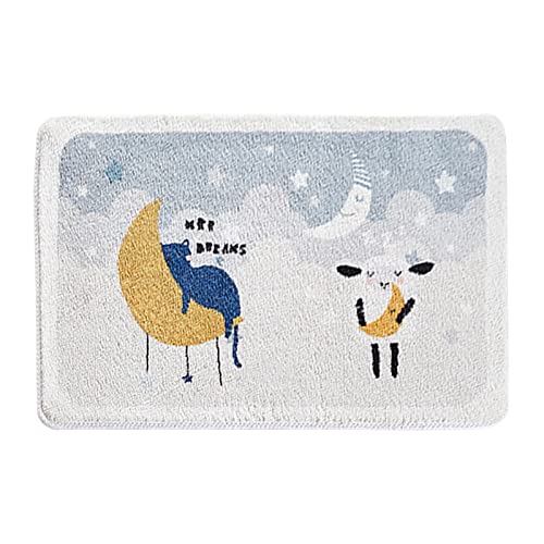Badezimmer-Teppich, strapazierfähige Fußmatte für den Innenbereich, stilvolles Cartoon-Beflockungsdesign, 50 x 80 cm, kleine Badematte ist geeignet für Badezimmertüren, drinnen (Sternenkatzenmuster) Cover