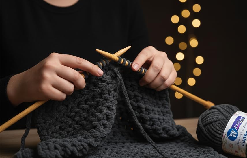 Image of ProKart Premium Blankie Wool, Plush & Cuddly, Chenille Yarn Supersoft Hand Knitting Wool Ball | Blanket Thick /Mottu Yarn Ball Suitable for Hand Knitting and Crocheting for Baby, Adult, Sweaters, caps, Throws, Home Furnishing, Scarves, Blankets (Black-BLK022, 100gms x 1 Pack)