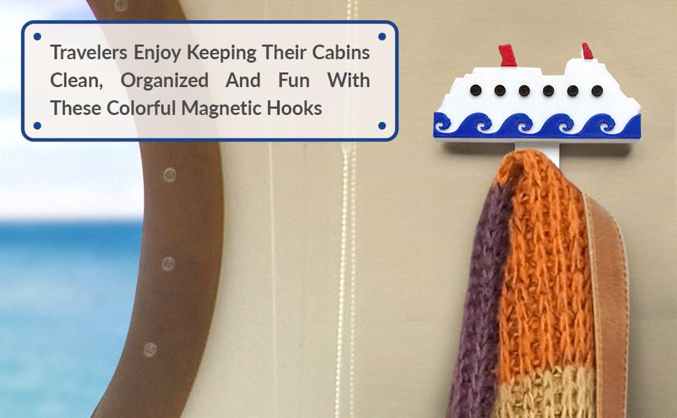 Miniatura 2 de Decorative Ship Shaped Cruise Cabin Magnetic Hooks - Heavy Duty Neodymium, Strong 60 Lbs Metal Wall Hanging For Swimsuits, Towels, Keys, Bags, Coats