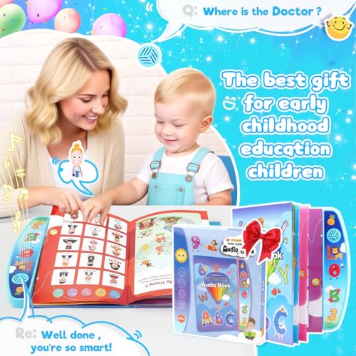 Image of PATPAT 8 Themes Intelligent Book for Kids, 20 Pages Musical Book for Kids Cartoon Illustration Learning Book with Numbers, Letters, Words & More, Educational Toys for 3 Year Old(Battery Not Included)