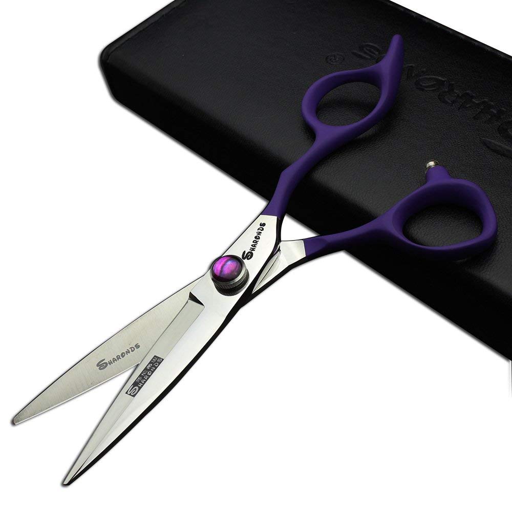 Forbici professionali da barbiere, kit da parrucchiere in acciaio inox giapponese con vite di regolazione fine (viola)