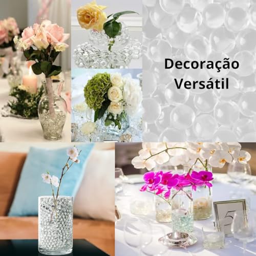 Kit 12 Pacotes de Bolinhas de Gel Incolor que Crescem na Água Ideal para Decoração de Vasos Festas e