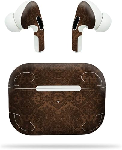 MightySkins - Funda protectora para calcomanías de vinilo compatible con Apple Airpods Pro, de lino marrón, protectora, duradera y única, fácil de