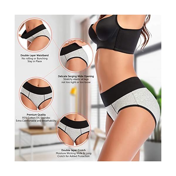 Eiggam Underwear for Women Cotton High Waist Panties Full Coverage Briefs Soft Strech Ladies Breathable Panties-Multi Pack - Image 6