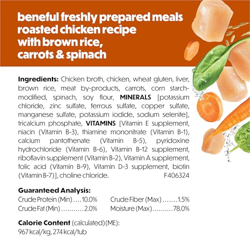 Image of Purina Beneful Freshly Prepared Meals Roasted Chicken Recipe With Brown Rice, Carrots and Spinach Wet Dog Food - (Pack of 8) 10 oz. Tubs