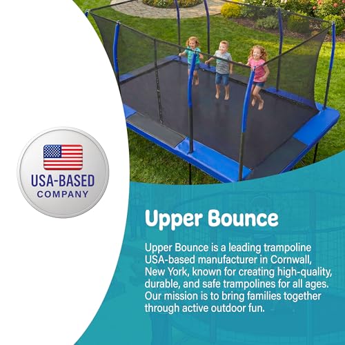 Image of Upper Bounce Rectangle Trampoline Set with Top-Ring Enclosure Net, Outdoor Backyard Recreational, Gymnastics Activity for Kids and Adults, High Weight Capacity 500 lbs