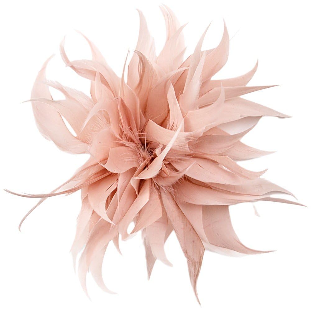 Lpitoy Women's Pink Feather Corsage, Flower Fascinator Clip Plume Scarf Clip For Feather Lapel Pins Hair Clips Jewelry Accessories