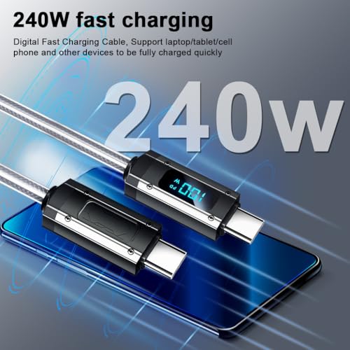 Image of Verilux TYPC C Charging Cable for iPhone 15, PD 240W TYPE C to TYPE C Fast Charging Cable Data Cable, Support USB 2.0 480Mbps Data Sync, 6.6ft LCD Display TYPC C Cable for Phone, Tablet