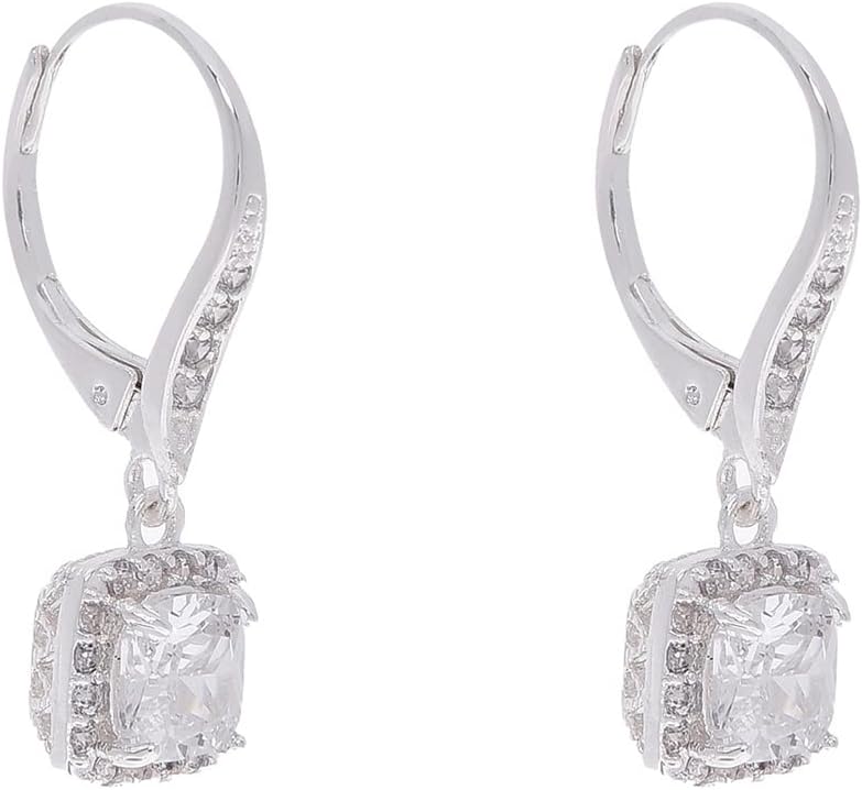 Anne Klein Flawless Silver-Tone & Cubic Zirconia Leverback Drop Earrings - Image 2