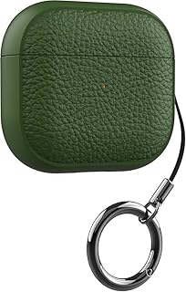 جراب حماية مقاوم للسقوط والصدمات متوافق مع سماعات ايربودز الجيل الثالث بتصميم جلدي يعمل باللمس متوافق مع جراب ايربودز 3 بلون (أخضر فاتح)