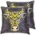 BEUSS Toro Mucca d'oro Arte Taie d'oreiller Décor Salon Carré Jet Oreiller Housse de Coussin Protecteurs Cas Taille Standard pour La Maison Canapé Décoratif (2pack)