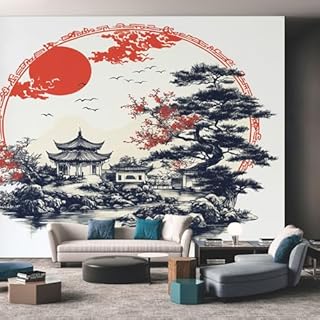 Japanese Pain Tree Wallpaper, Japan Anime Asian Style Wallpaper for Living Room, Bedroom, Non-Woven Decor Wall Paper, Photo Mural Dining Room, Hallway, Lounge, 200 X 140 cm Qii75