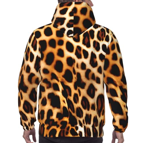 Pull à capuche imprimé léopard pour homme avec cordon de serrage réglable style décontracté - 4