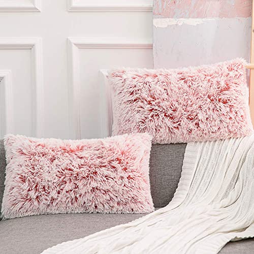 Image of Lumbar Faux Fur Throw Pillow Covers for Couch Decorative Pillows 12x20