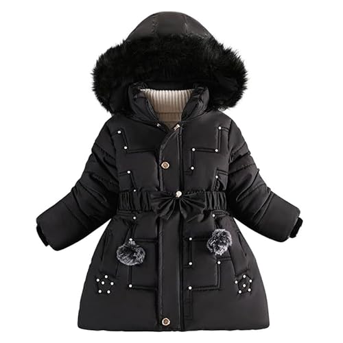 Runstarshow Girls' Hooded Parka Coat, Fleece Lined, Detachable Hood, Ages 3-12