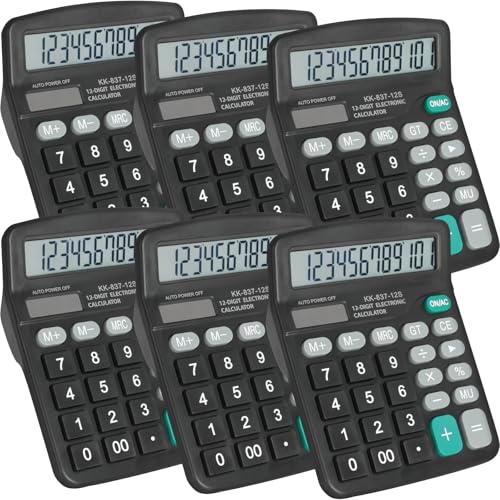6 Pack Calculator Bulk, 12 Digits Calculators Desktop with Large LCD Display