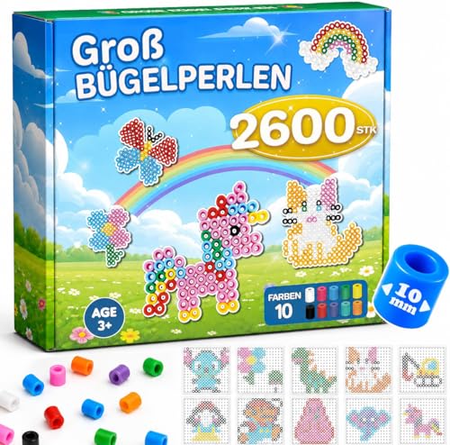 Bügelperlen Groß Nachfüllset 2600 Stück, 10mm XL Große Bügelperlen Steckperlen Set für Kinder ab 3 Jahre… – Ansicht 1