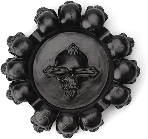 Miniatura 3 de Cenicero de resina con diseño de calavera humana con 4 ranuras para cigarrillos, sala de fumadores, oficina, bar, adorno de Halloween, decoración de
