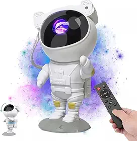 Projetor Luz Astronauta Estrela Galáxia Luz Noturna Premium Controle Remoto Decoração Quarto Criança Bebê Adulto Geek Iluminação