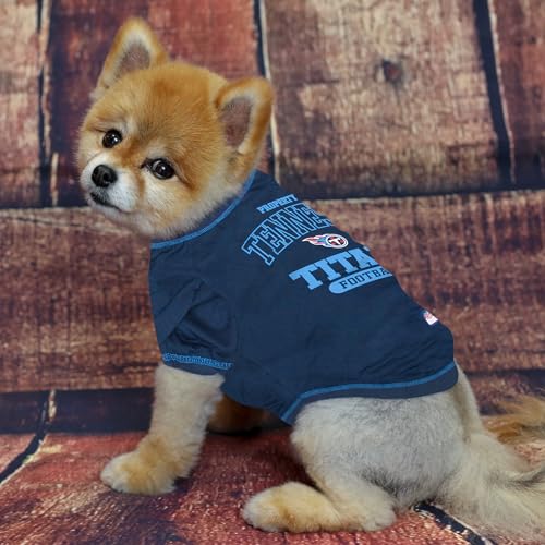 Image of NFL Tennessee Titans Dog T-shirt Medium. - Licensed Shirt for Pets Team Colored with Team Logos- Premium Stretchable Materials for the comfort of your Dog & Cat