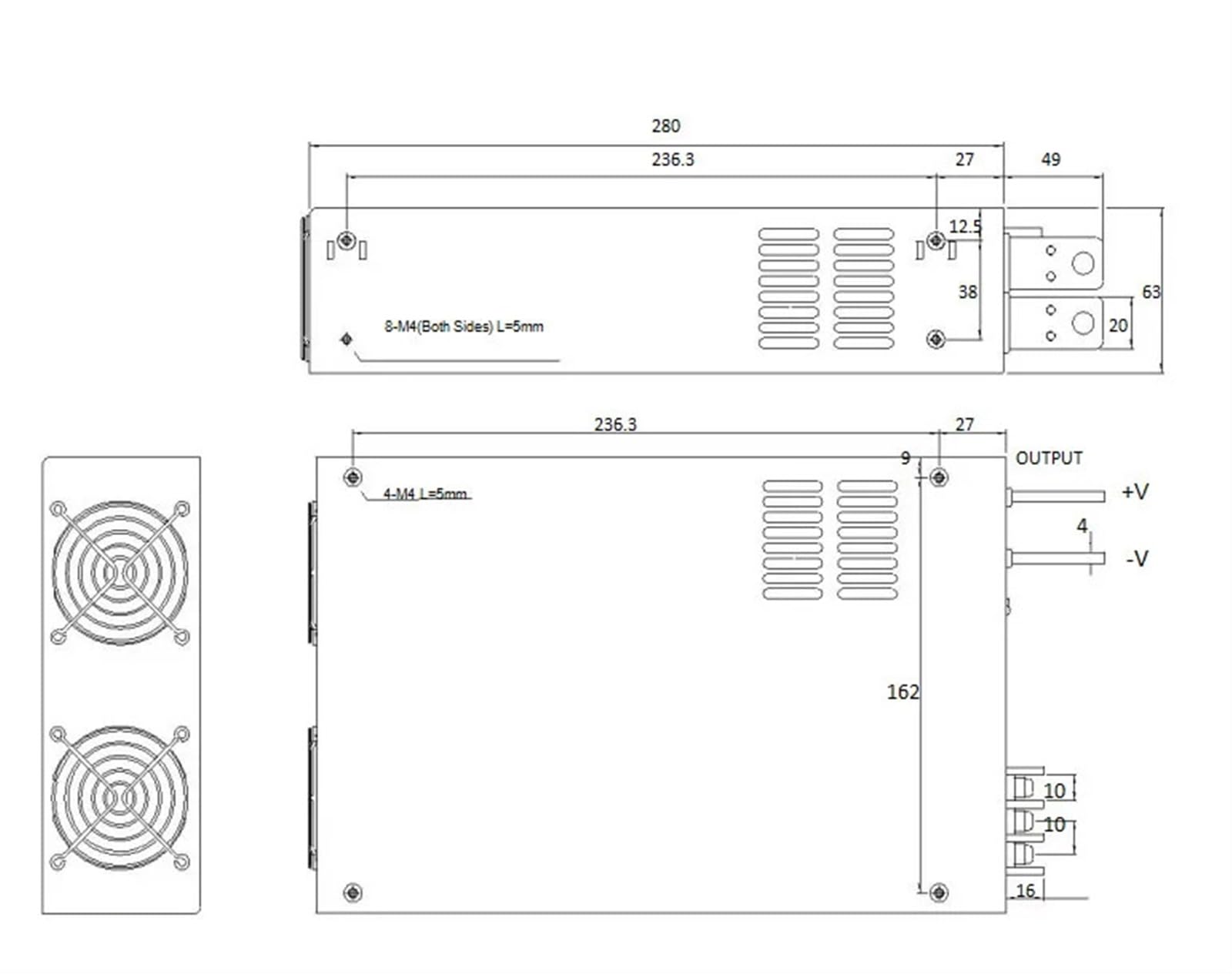 Fuente de alimentación de Pared BS-1500W de 1500 W, 12 V, 15 V y 24 V, con conmutación de Salida única Industrial, 36 V y 48 V.(200V)